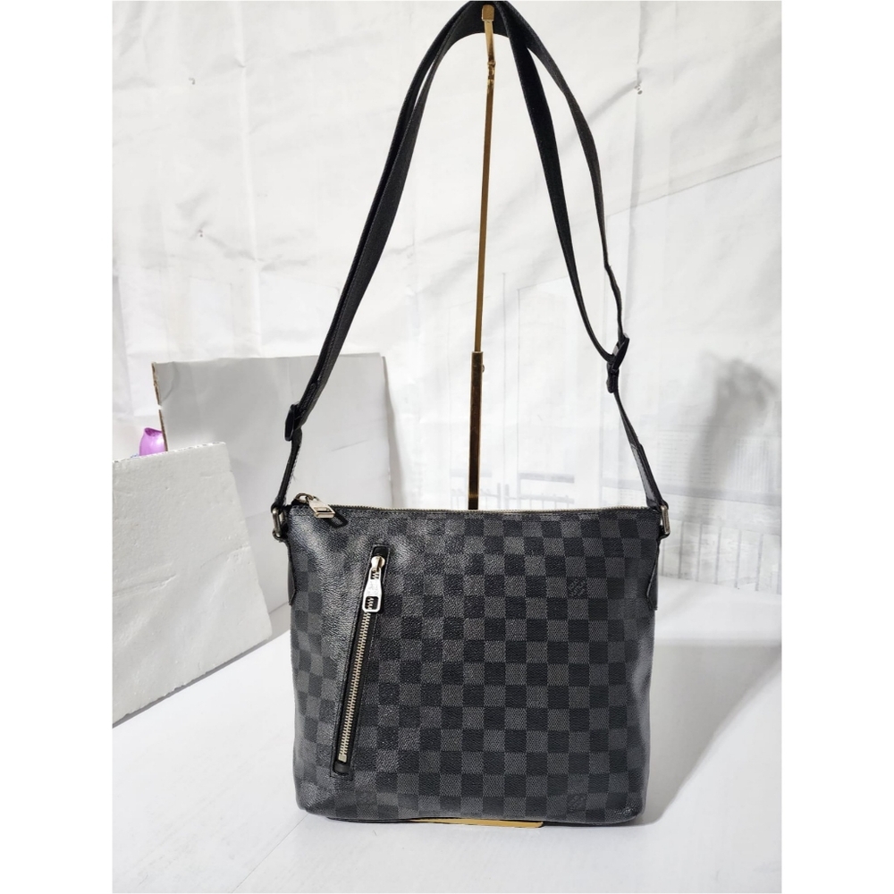 LOUIS VUITTON Damier Graphite Mick PM Shoulder Bag Black/Grey